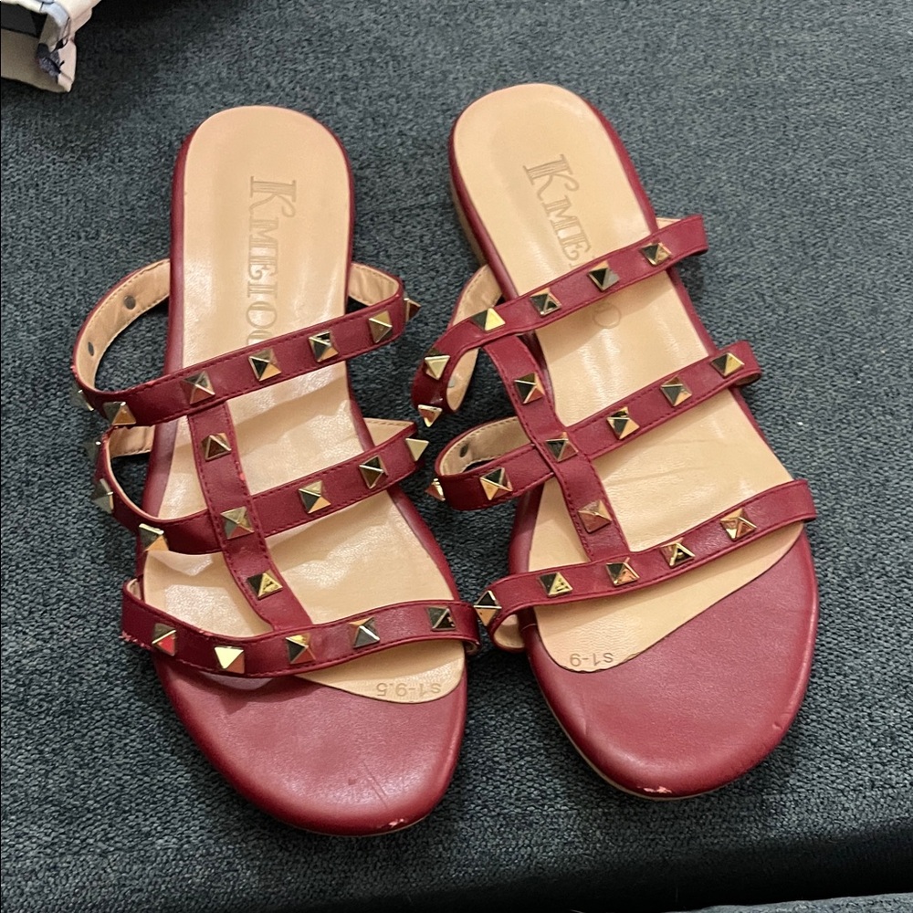 Kmeioo Red Studded Women's Sandals size 9